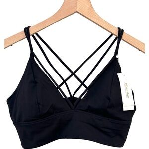 MotoRun Padded Strappy Sports Bra Criss Cross Back Support Bra Size Large New